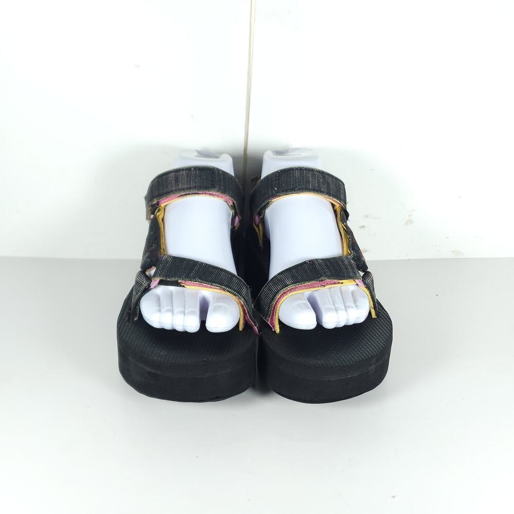 Teva Flatform Women's US8? Black Gray Platform Wedge Strappy Sandals - Picture 3 of 16